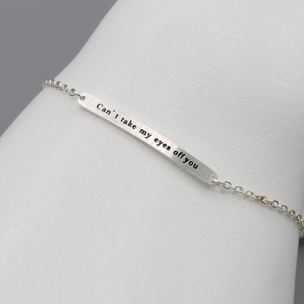 Jewelry bracelet Can't take my eyes off you love romantic silver tone adjustable